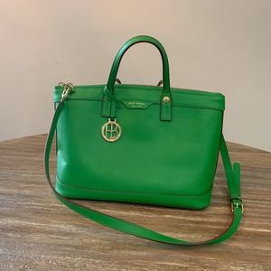 Henri Bendel green leather tote